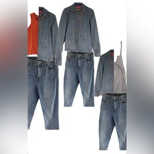 Vintage Classic Double Breasted Cotton Jean Jacket Sz S Blue Wash Denim